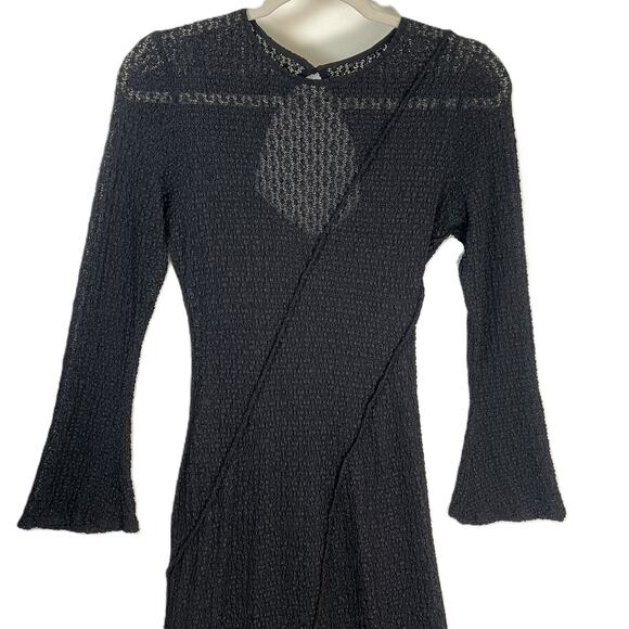 Zara Black Gothic Maxi Dress M Open Back Witchy Fairy Goth Glam Evening Gown - Picture 6 of 15